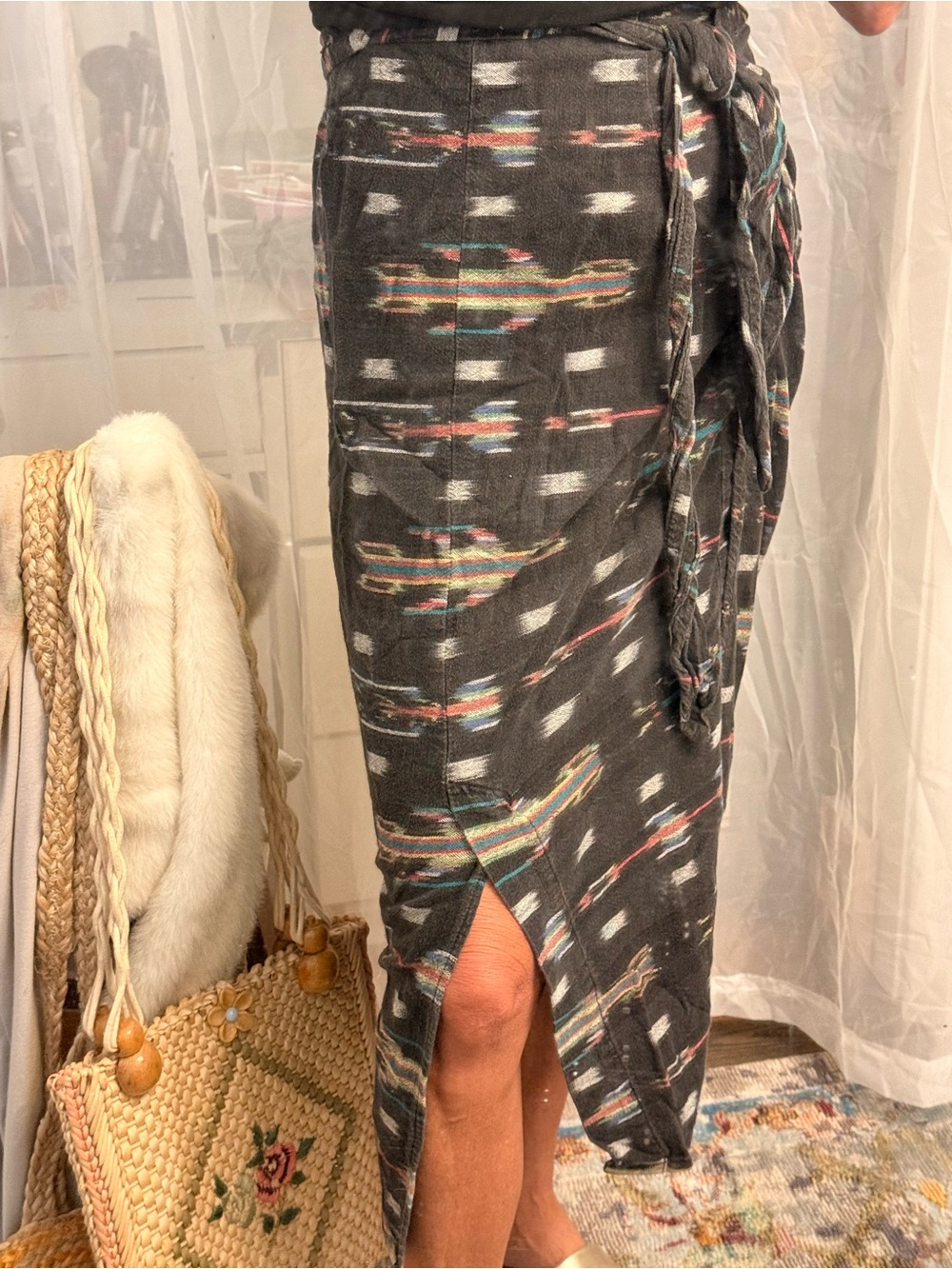 Vintage Willowbend  Navy Patterned Wrap Skirt